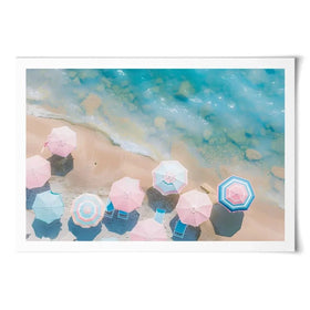 Pastel Beach Umbrellas Art Print Pastel Beach Umbrellas Art Print wall art product Art Print Shop