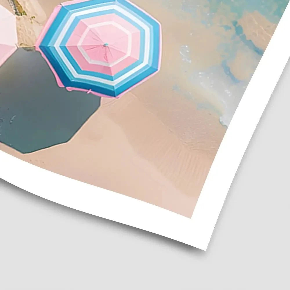 Pastel Beach Umbrellas Art Print Pastel Beach Umbrellas Art Print wall art product Art Print Shop