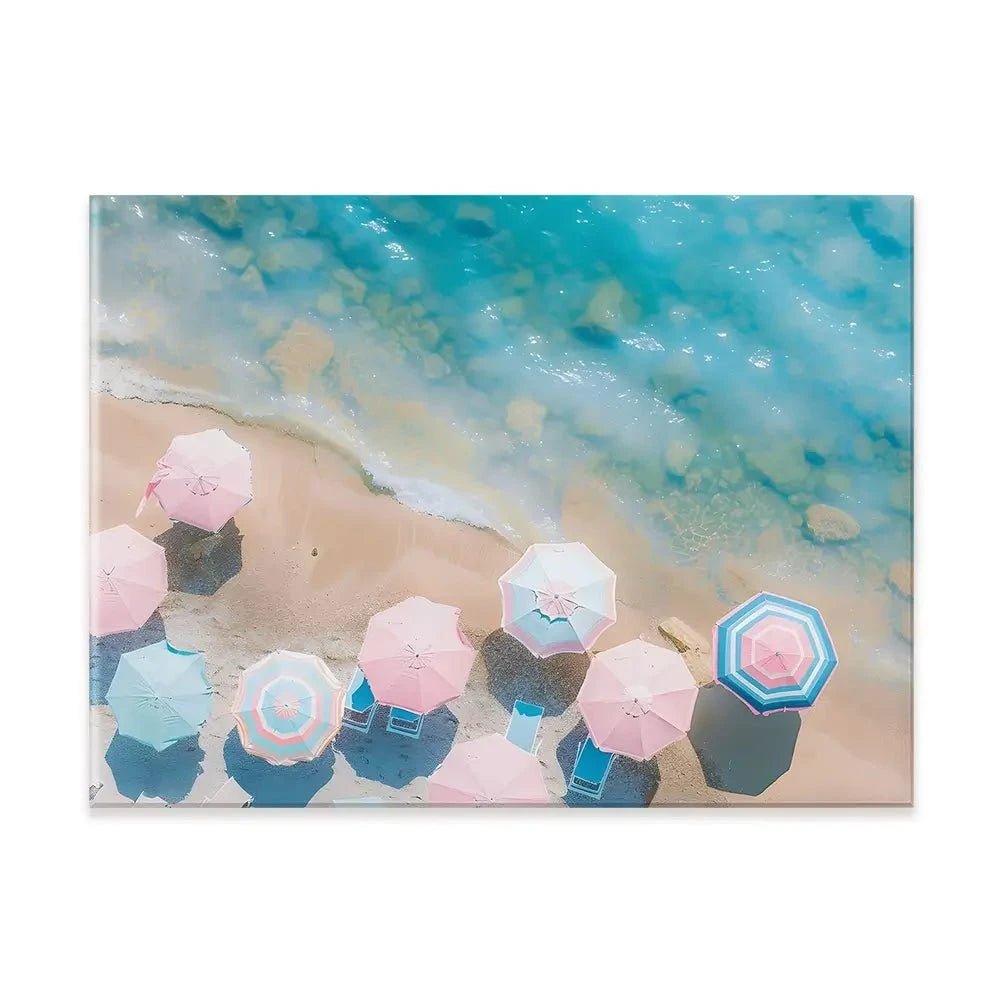 Pastel Beach Umbrellas Canvas Print Pastel Beach Umbrellas Canvas Print wall art product Art Print Shop