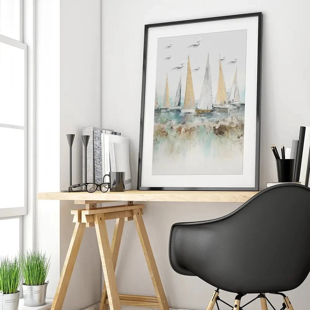 Pastel Sail Boats Framed Art Print Pastel Sail Boats Framed Art Print wall art product Muzi pear studio / Shutterstock
