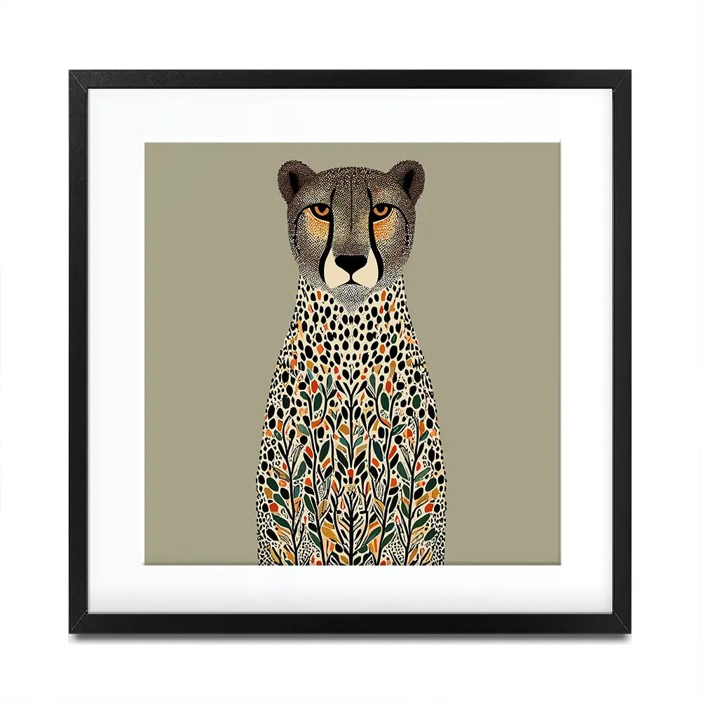Patterned Cheetah Square Framed Art Print Patterned Cheetah Square Framed Art Print wall art product P & M Print Gallery