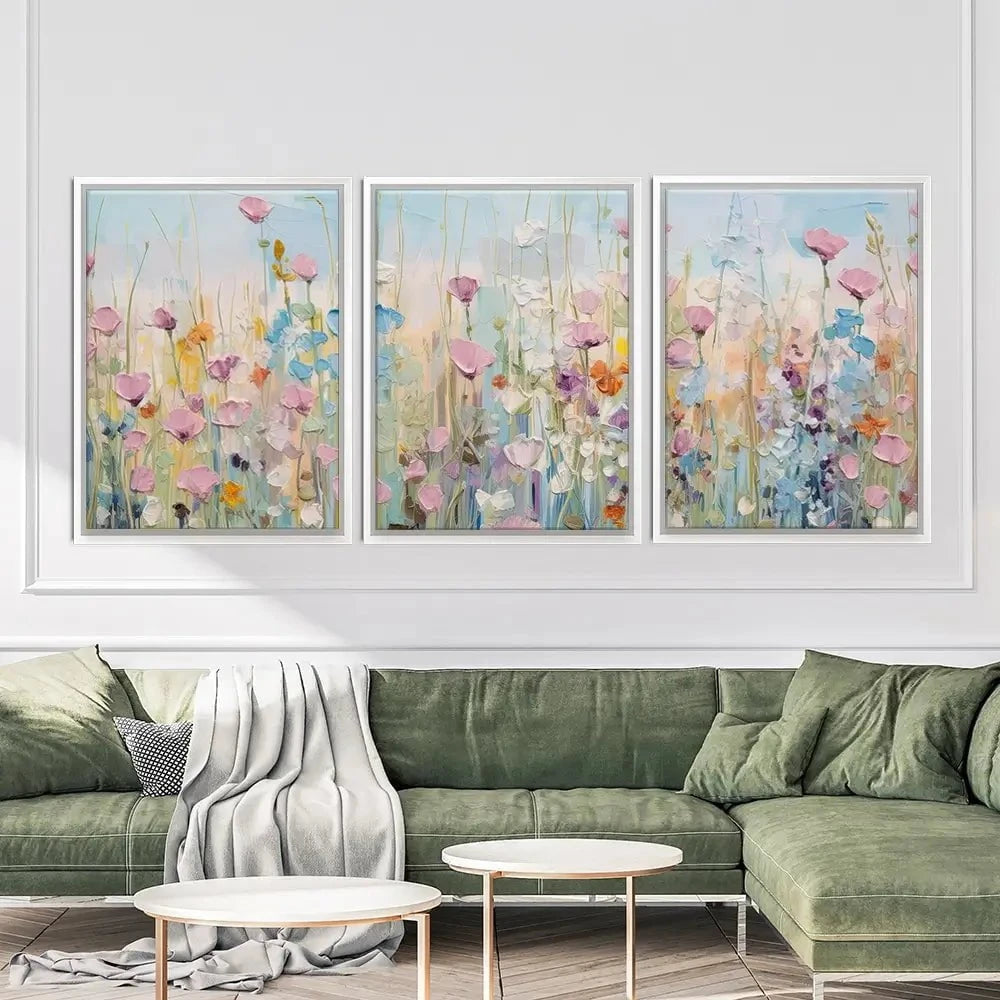 Peaceful Wildflowers Trio Canvas Print Peaceful Wildflowers Trio Canvas Print wall art product Gina Kelly - Independent