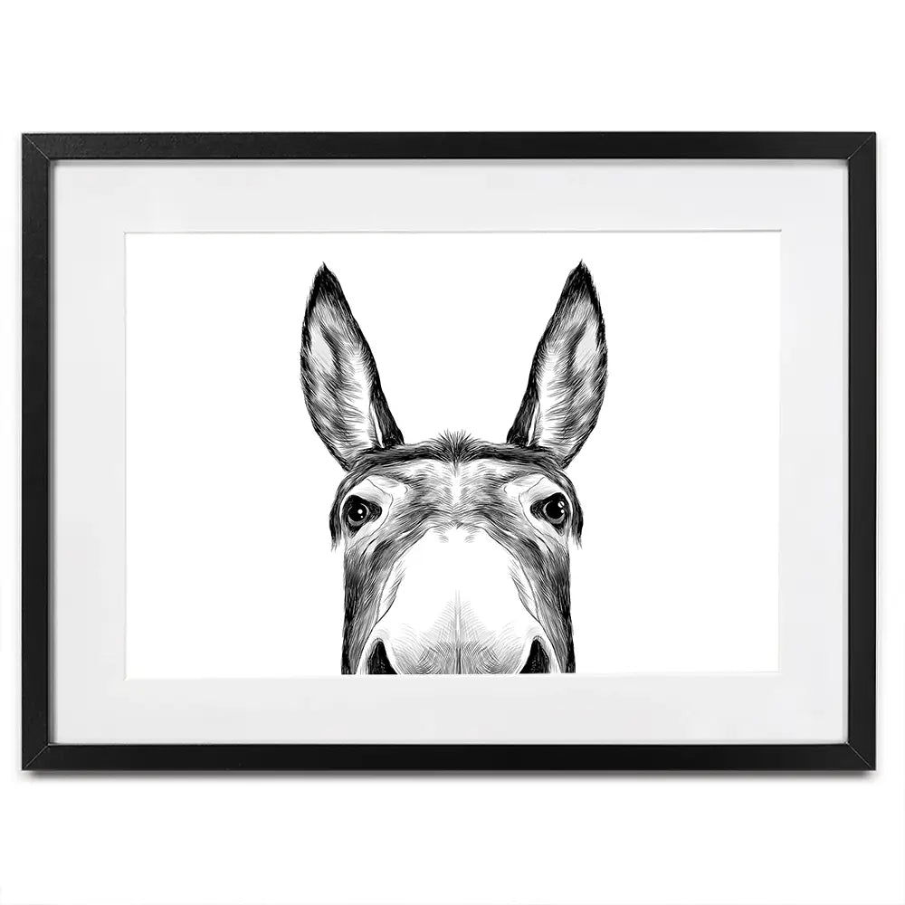Peeking Donkey Framed Art Print Peeking Donkey Framed Art Print wall art product Serafima Antipova / Shutterstock