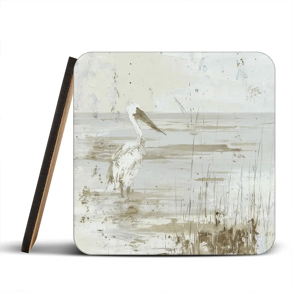 Pelican Among Reeds Coaster Set Pelican Among Reeds Coaster Set wall art product Chromatic Storm Studio