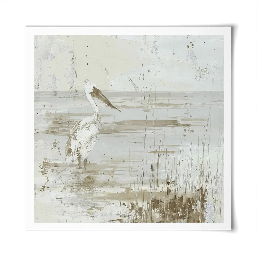 Pelican Among Reeds Square Art Print Pelican Among Reeds Square Art Print wall art product Chromatic Storm Studio