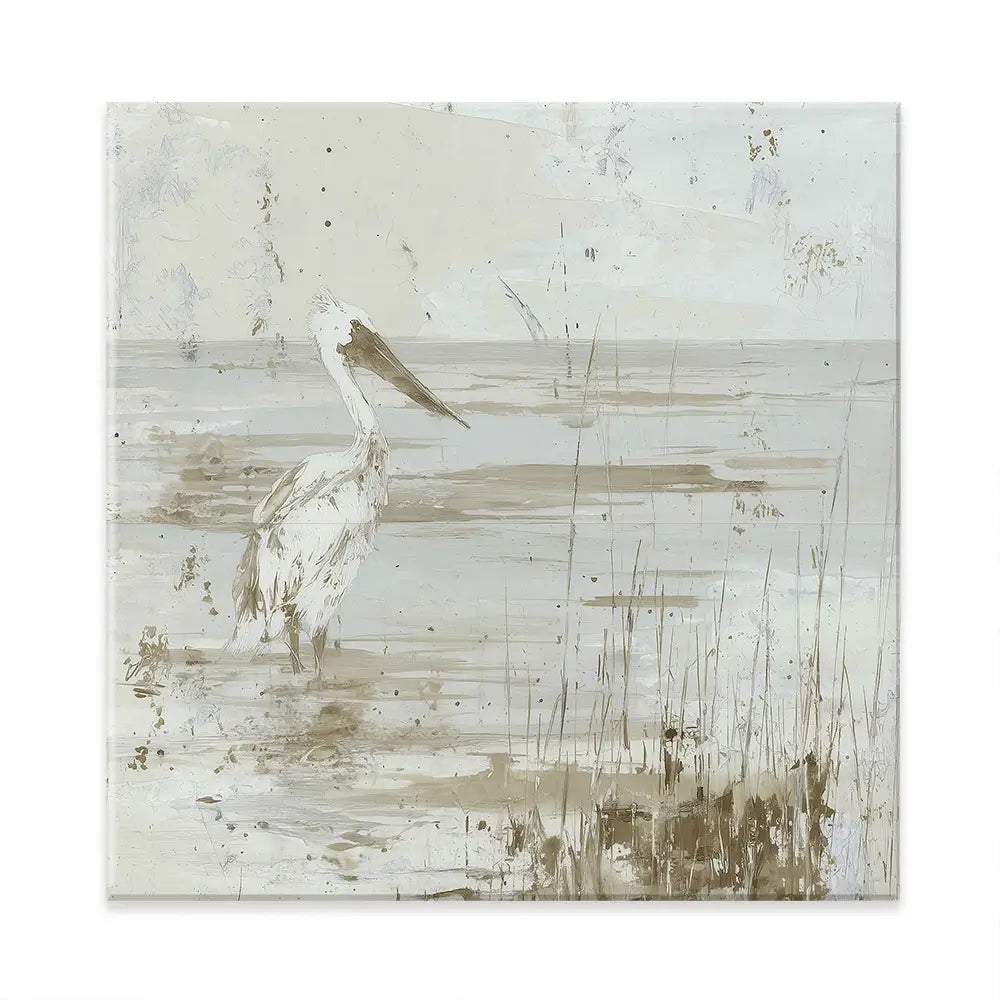 Pelican Among Reeds Square Canvas Print Pelican Among Reeds Square Canvas Print wall art product Chromatic Storm Studio