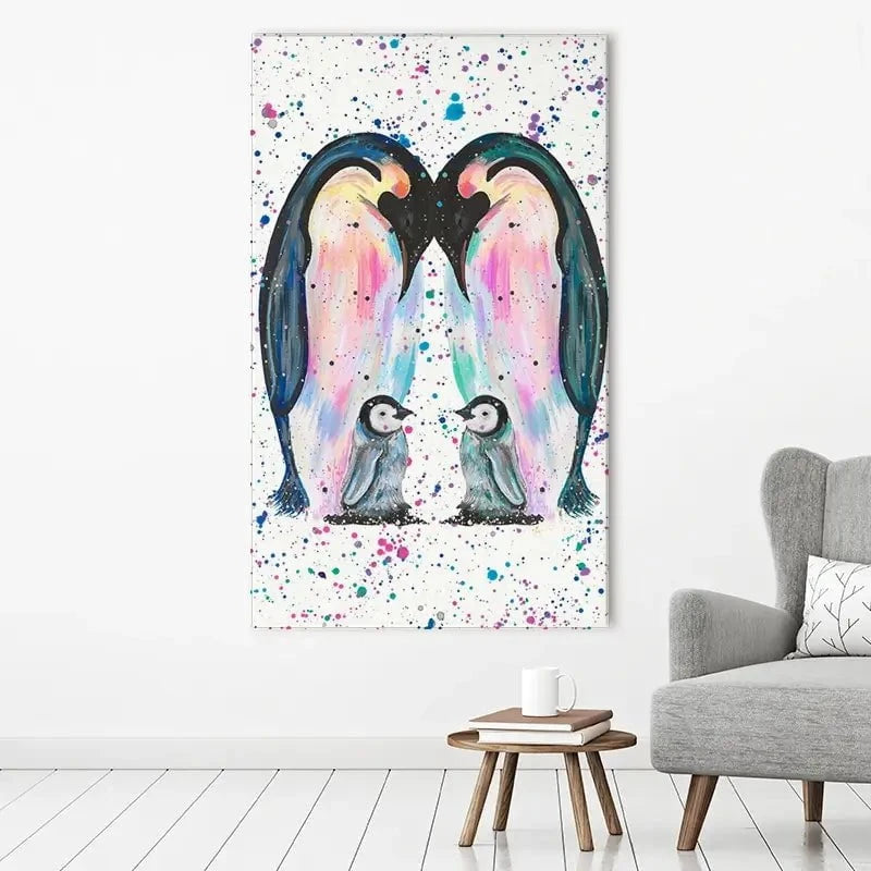 Penguin Family Canvas Print Penguin Family Canvas Print wall art product Emma LC Art