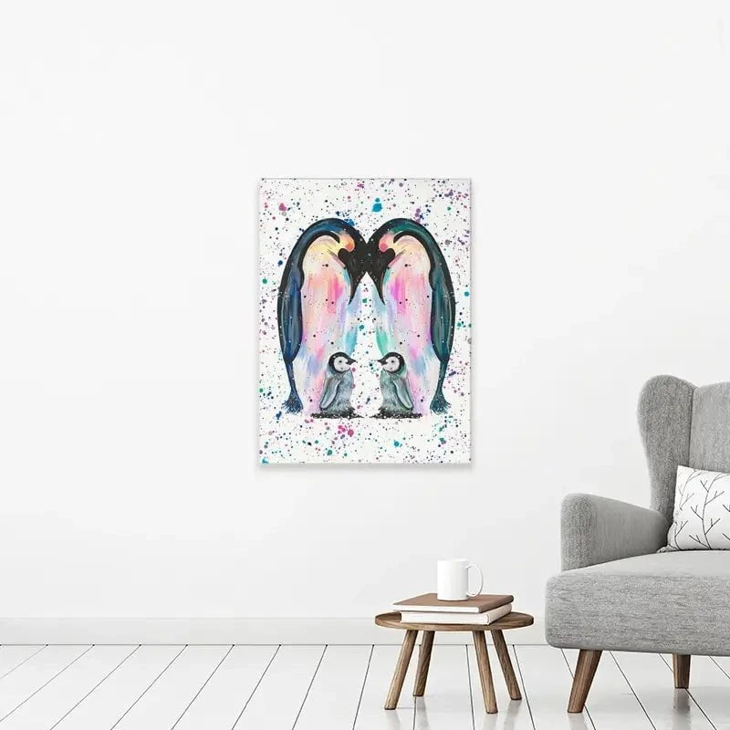 Penguin Family Canvas Print Penguin Family Canvas Print wall art product Emma LC Art