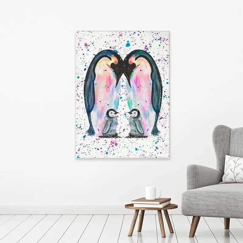 Penguin Family Canvas Print Penguin Family Canvas Print wall art product Emma LC Art