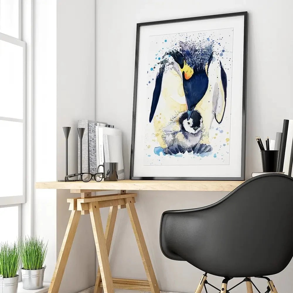 Penguin Paint Splash Framed Art Print Penguin Paint Splash Framed Art Print wall art product Faenkova Elena / Shutterstock