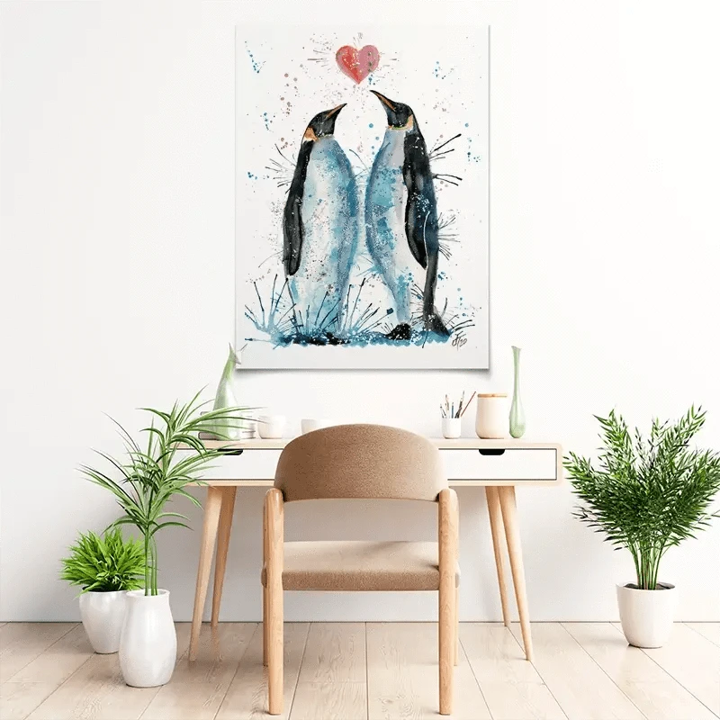 Penguins In Love Art Print Penguins In Love Art Print wall art product Jamie Taylor