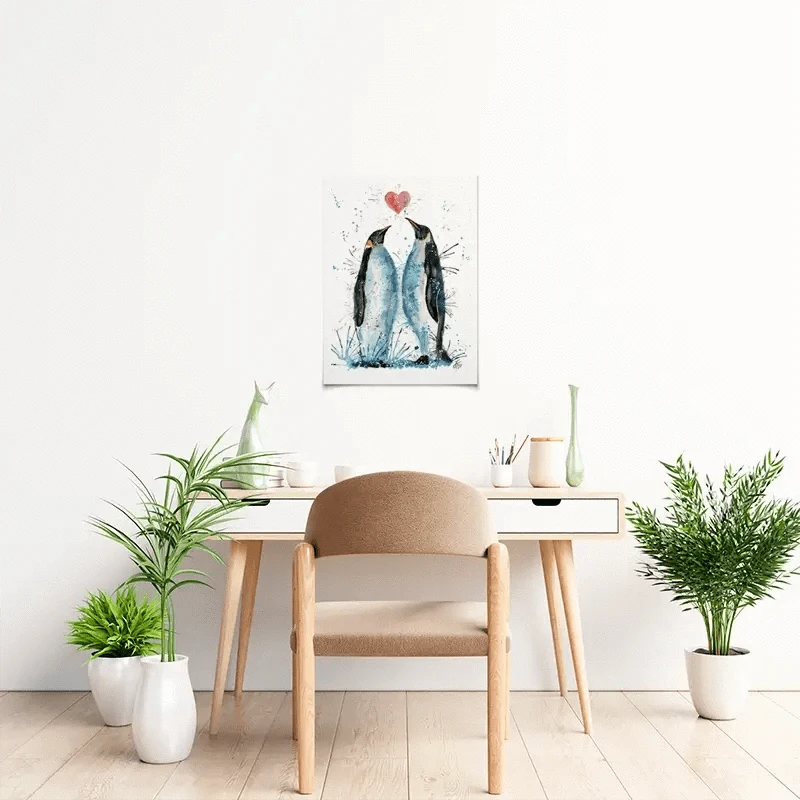 Penguins In Love Art Print Penguins In Love Art Print wall art product Jamie Taylor