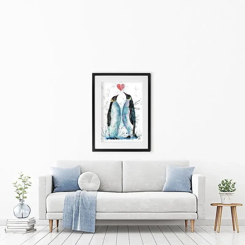 Penguins In Love Framed Art Print Penguins In Love Framed Art Print wall art product Jamie Taylor
