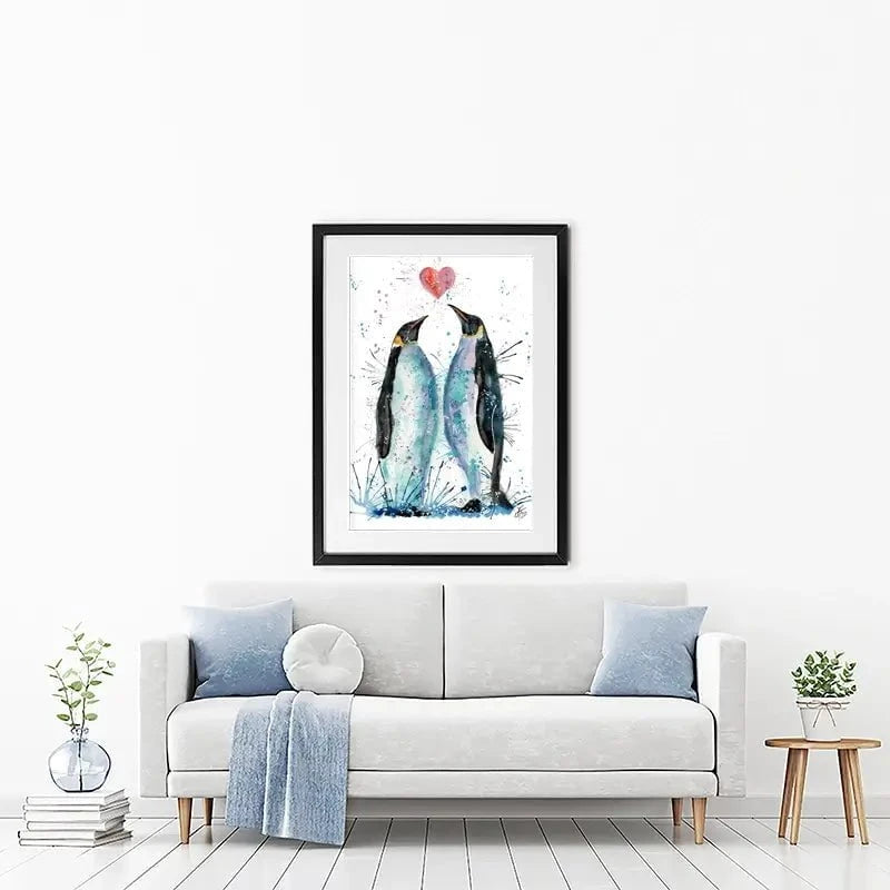 Penguins In Love Framed Art Print Penguins In Love Framed Art Print wall art product Jamie Taylor