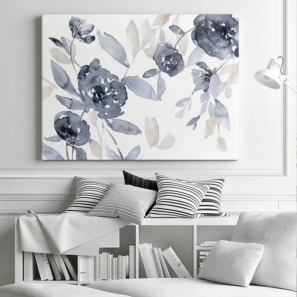 Peonies In Grey Canvas Print Peonies In Grey Canvas Print wall art product Jennifer Goldberger