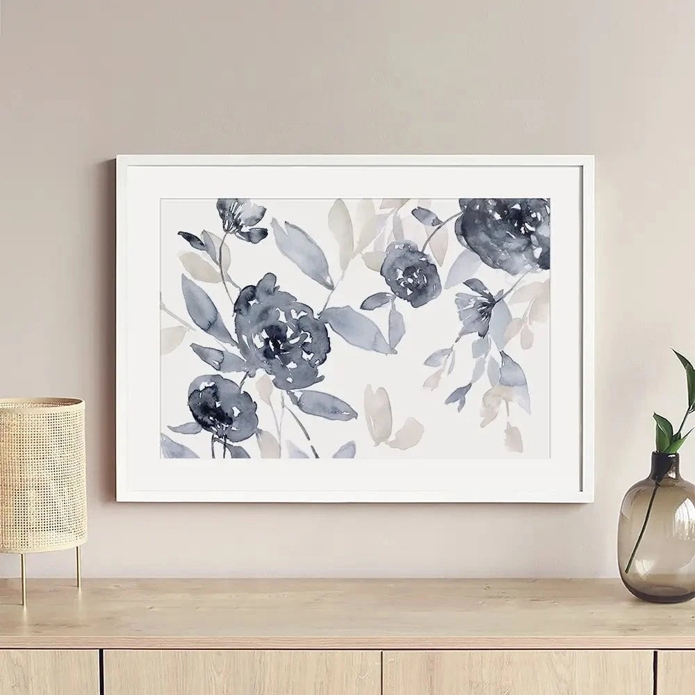 Peonies In Grey Framed Art Print Peonies In Grey Framed Art Print wall art product Jennifer Goldberger