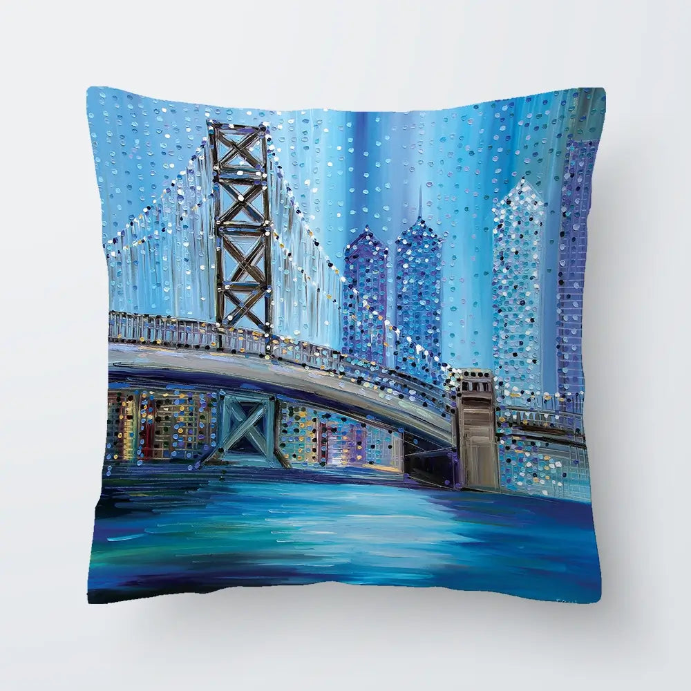 Philadelphia Bridge Cushion Philadelphia Bridge Cushion wall art product Ekaterina Ermilkina