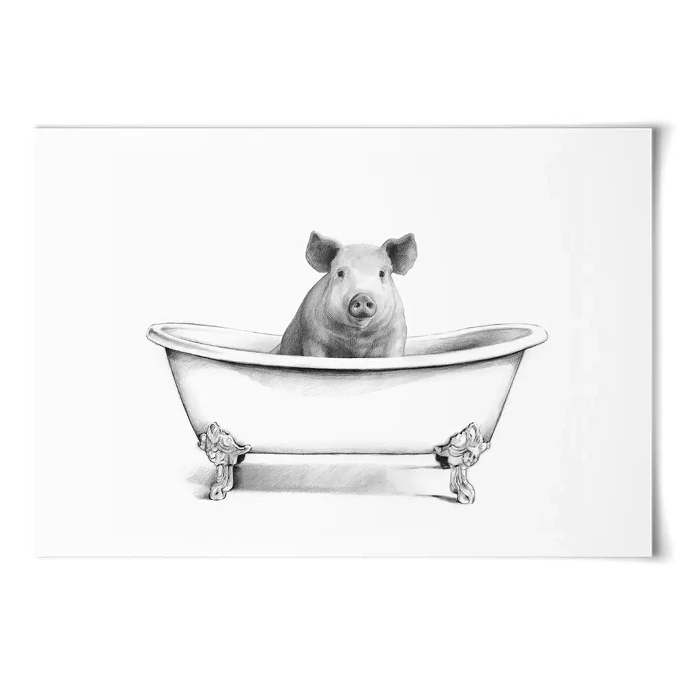 Pig In A Bathtub Art Print Pig In A Bathtub Art Print wall art product Victoria Borges