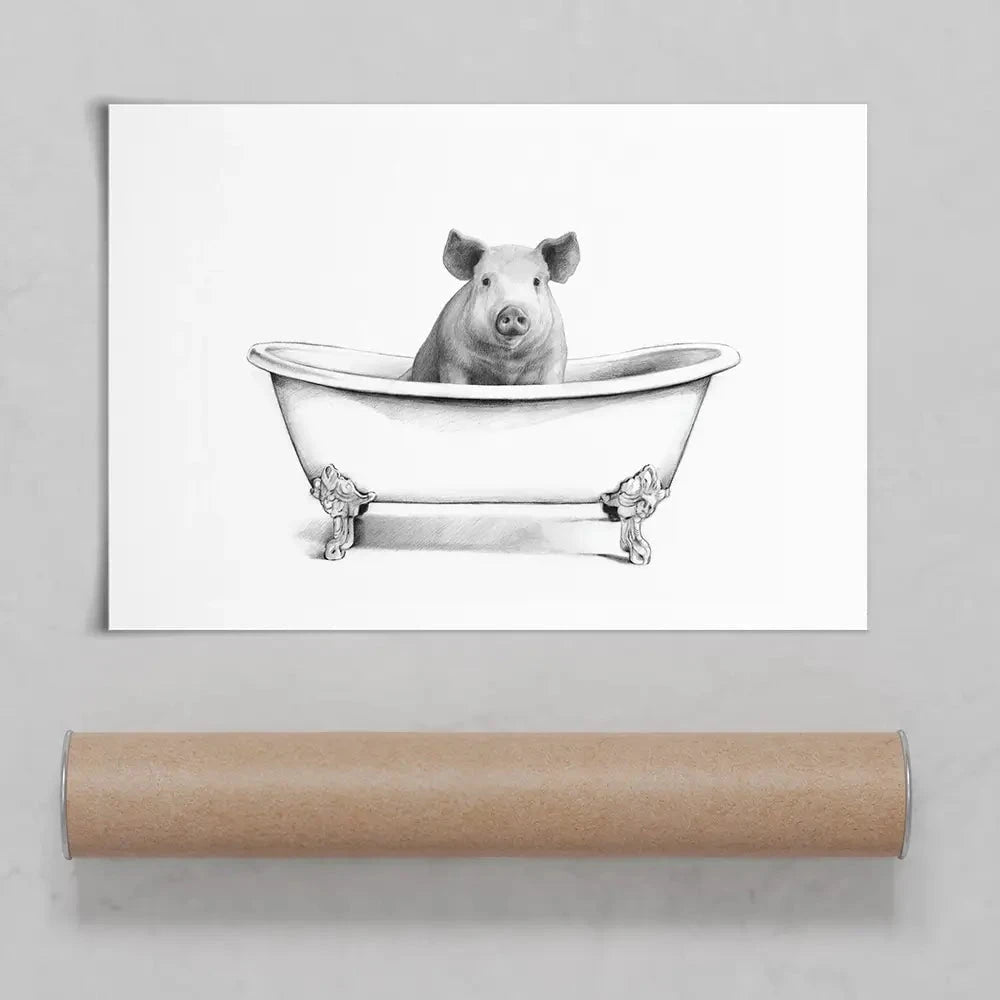 Pig In A Bathtub Art Print Pig In A Bathtub Art Print wall art product Victoria Borges