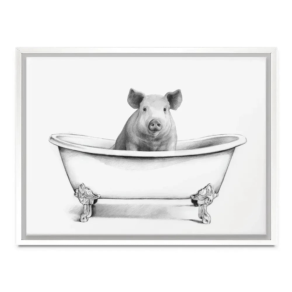 Pig In A Bathtub Canvas Print Pig In A Bathtub Canvas Print wall art product Victoria Borges