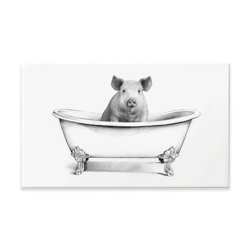 Pig In A Bathtub Canvas Print Pig In A Bathtub Canvas Print wall art product Victoria Borges