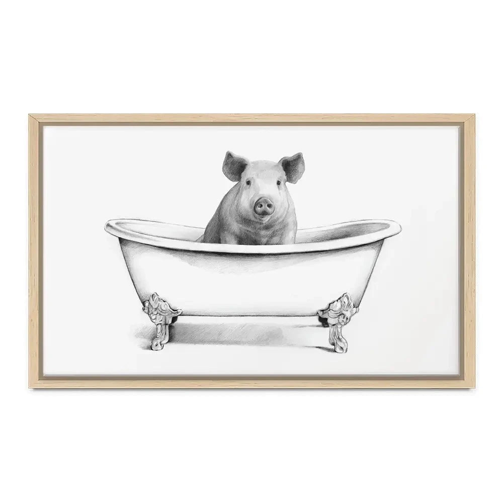 Pig In A Bathtub Canvas Print Pig In A Bathtub Canvas Print wall art product Victoria Borges