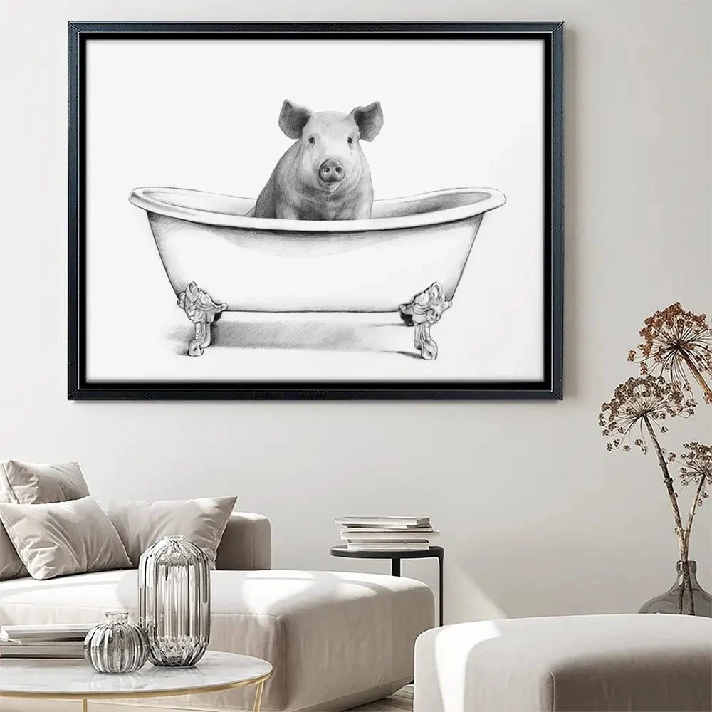 Pig In A Bathtub Canvas Print Pig In A Bathtub Canvas Print wall art product Victoria Borges