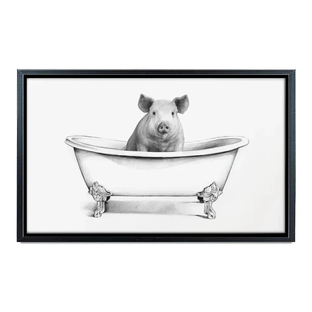 Pig In A Bathtub Canvas Print Pig In A Bathtub Canvas Print wall art product Victoria Borges