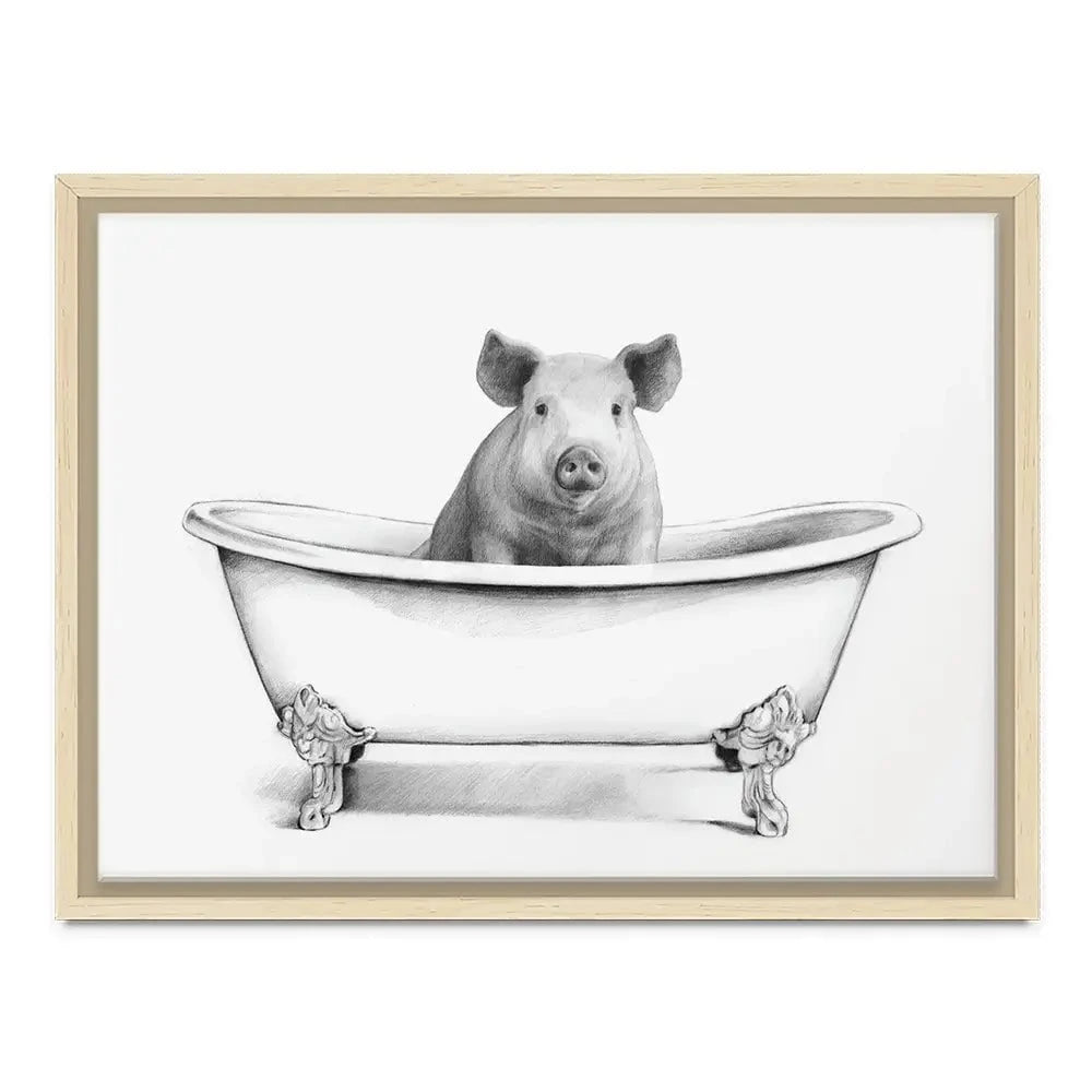 Pig In A Bathtub Canvas Print Pig In A Bathtub Canvas Print wall art product Victoria Borges