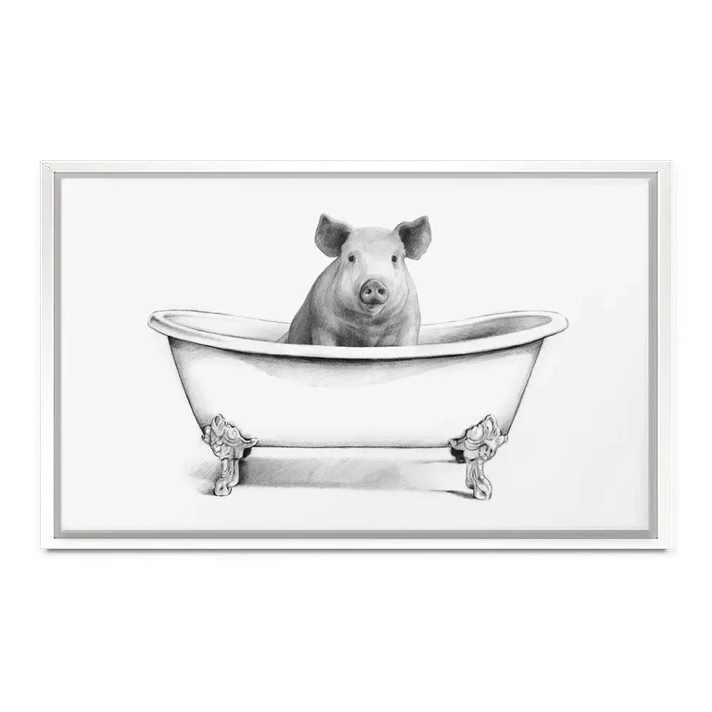 Pig In A Bathtub Canvas Print Pig In A Bathtub Canvas Print wall art product Victoria Borges