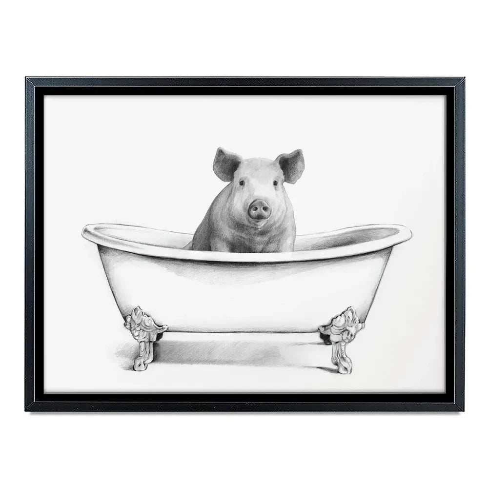 Pig In A Bathtub Canvas Print Pig In A Bathtub Canvas Print wall art product Victoria Borges