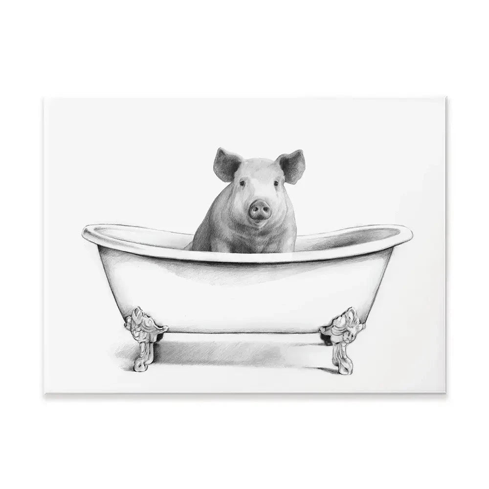 Pig In A Bathtub Canvas Print Pig In A Bathtub Canvas Print wall art product Victoria Borges