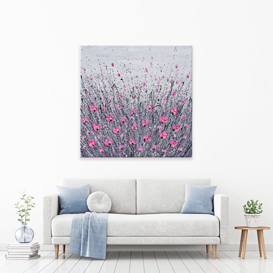 Pink And Grey Flowers Canvas Print wall art product Olga Tkachyk