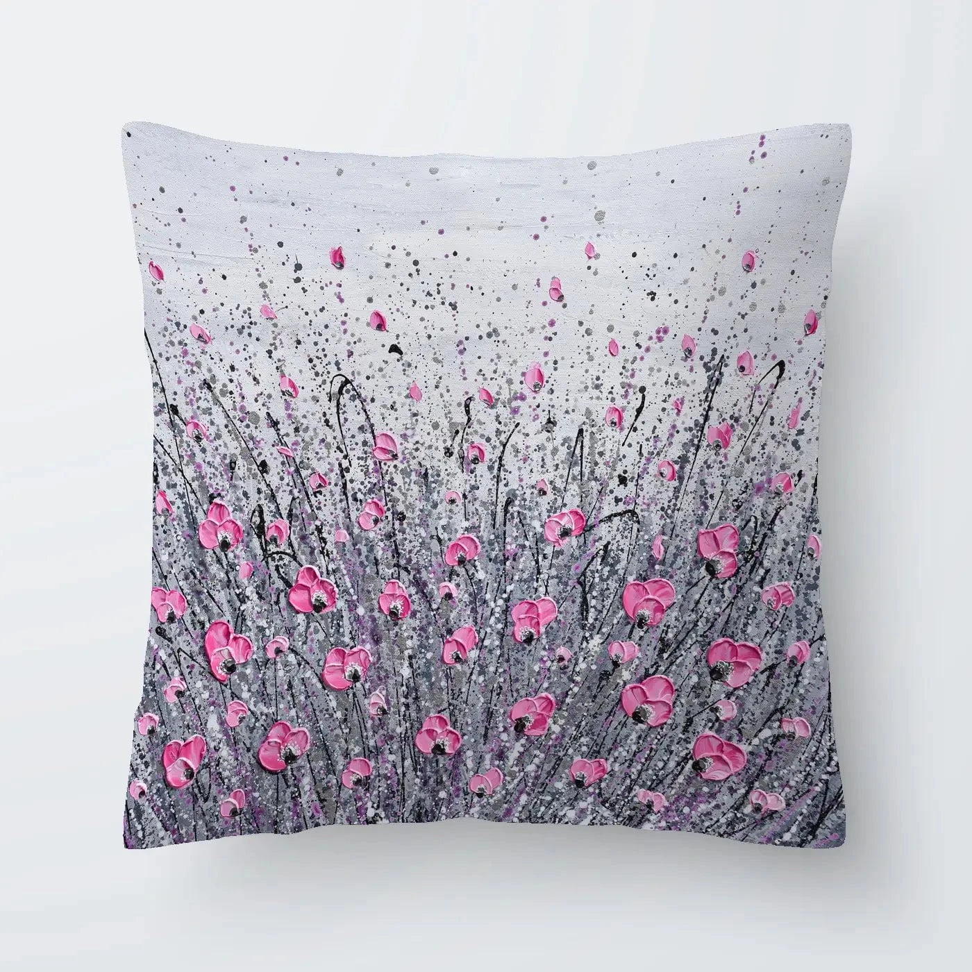 Pink And Grey Flowers Cushion Pink And Grey Flowers Cushion wall art product Olga Tkachyk