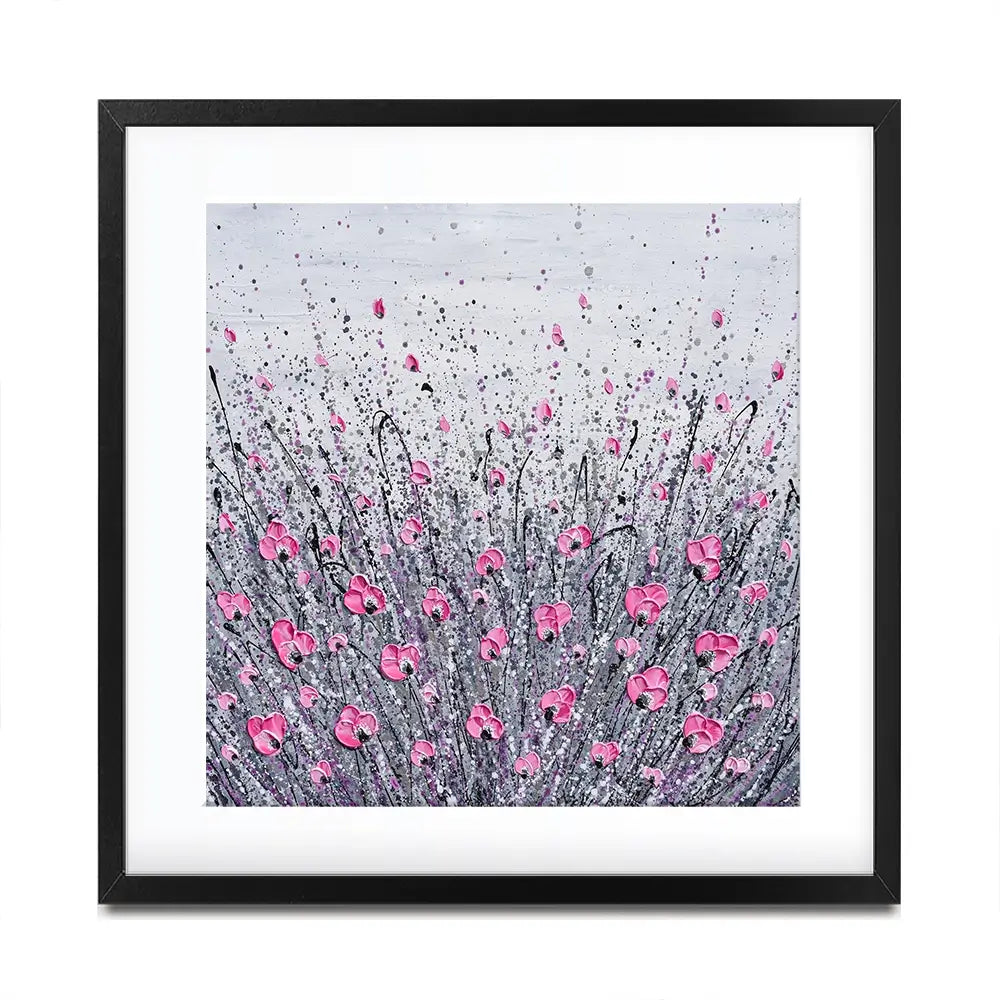 Pink And Grey Flowers Square Framed Art Print Pink And Grey Flowers Square Framed Art Print wall art product Olga Tkachyk