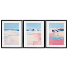 Pink Beach Framed Art Print Trio Pink Beach Framed Art Print Trio wall art product Arlington Prints - Independent