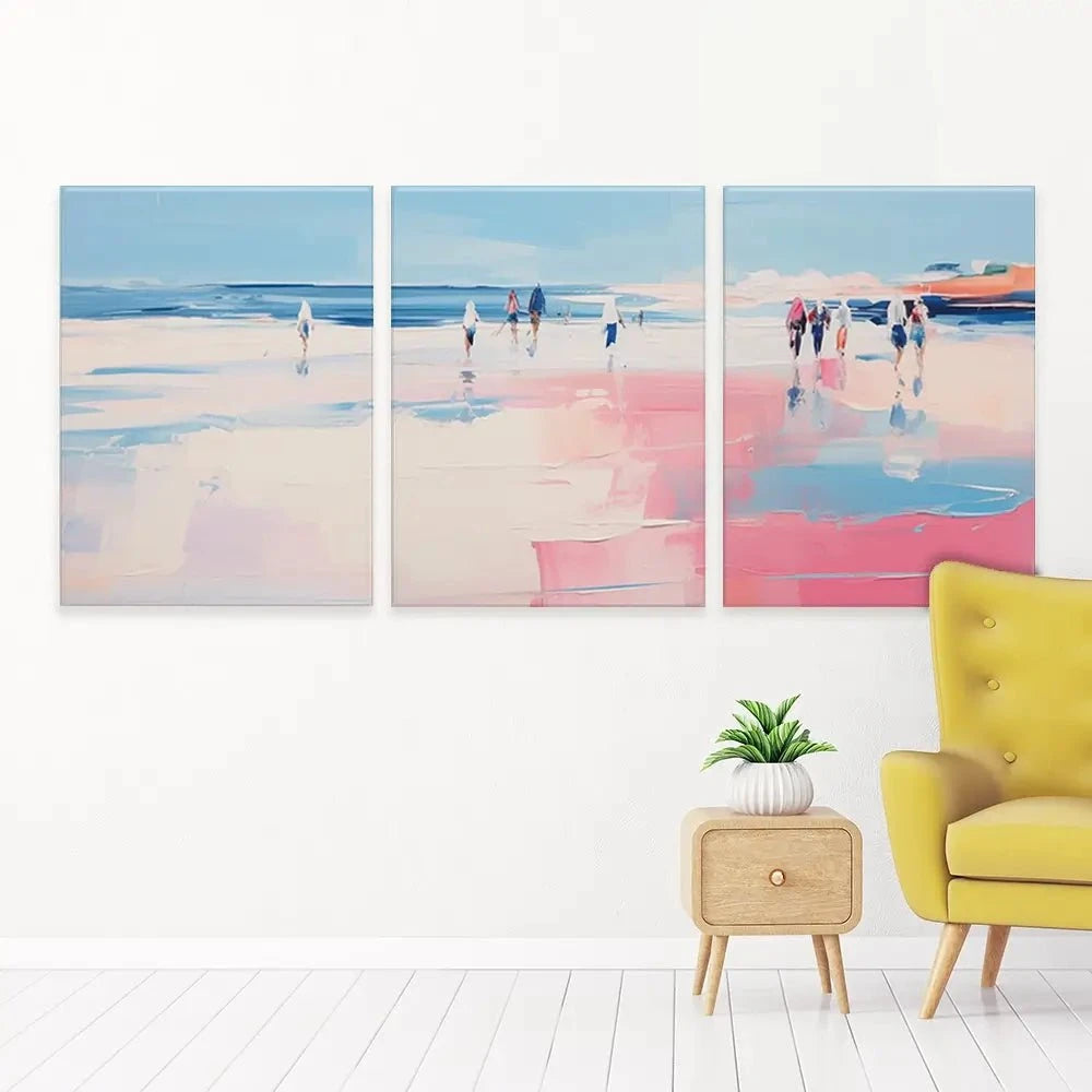 Pink Beach Trio Canvas Print Pink Beach Trio Canvas Print wall art product Arlington Prints - Independent