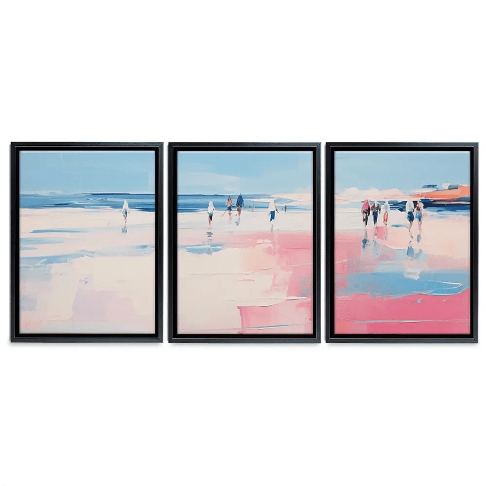 Pink Beach Trio Canvas Print Pink Beach Trio Canvas Print wall art product Arlington Prints - Independent