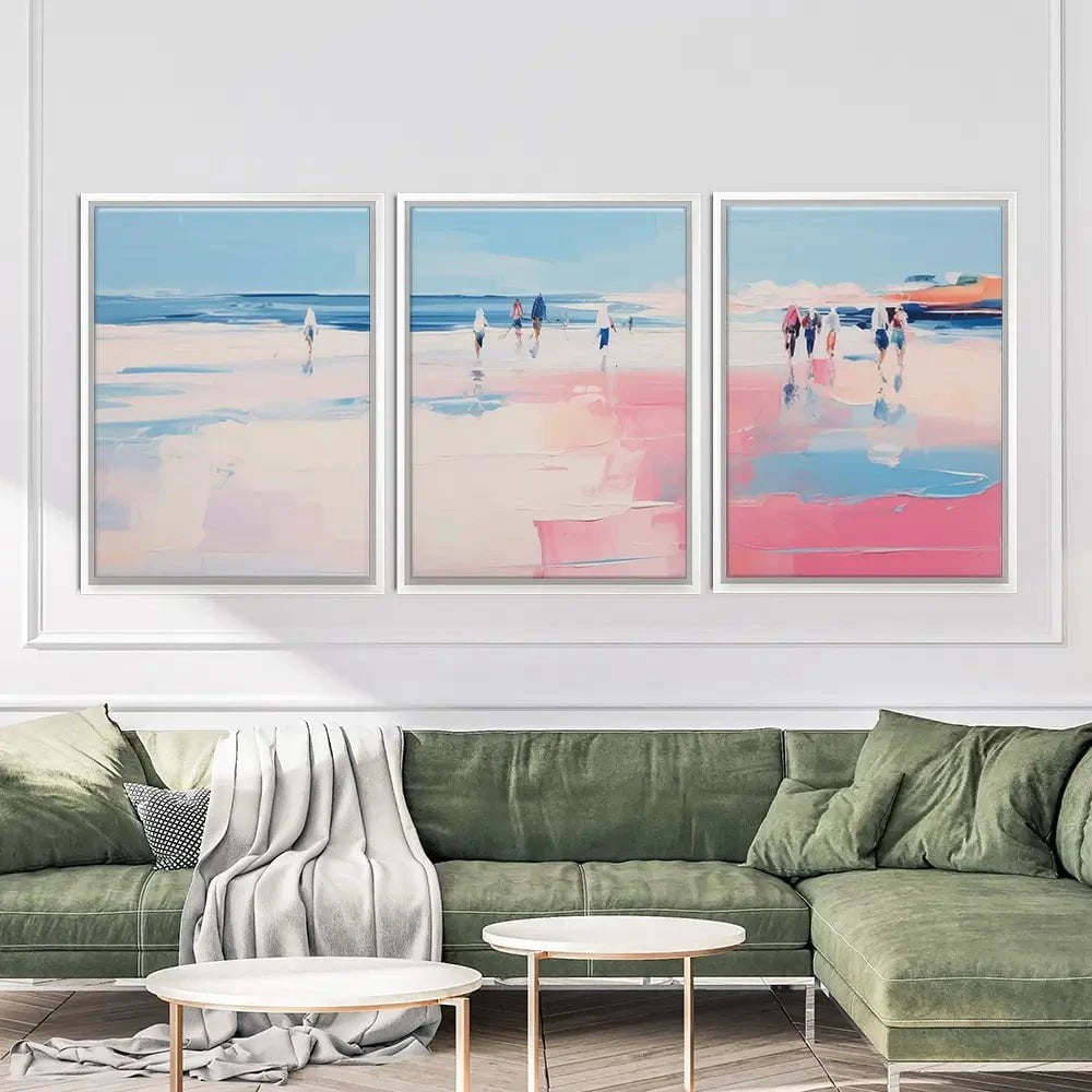 Pink Beach Trio Canvas Print Pink Beach Trio Canvas Print wall art product Arlington Prints - Independent