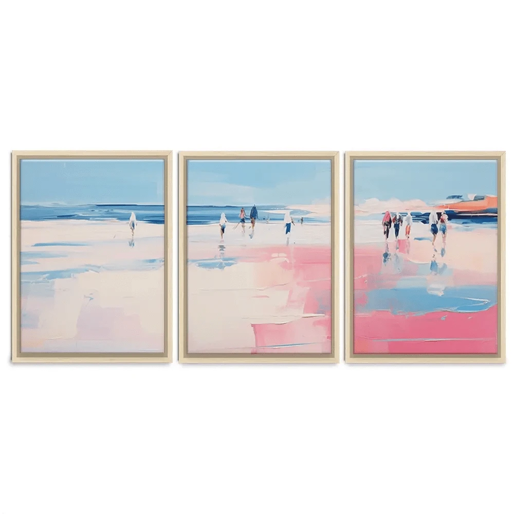 Pink Beach Trio Canvas Print Pink Beach Trio Canvas Print wall art product Arlington Prints - Independent