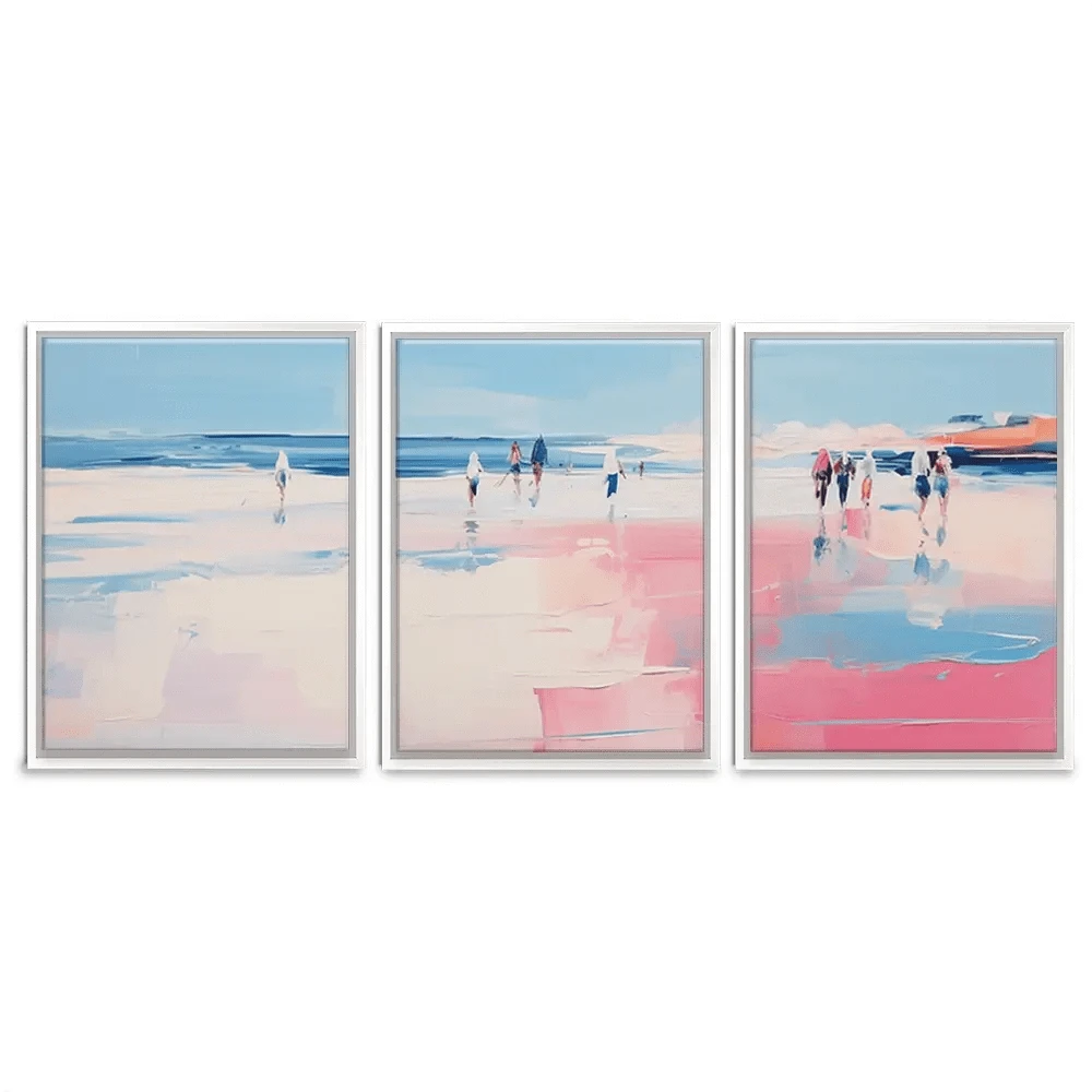Pink Beach Trio Canvas Print Pink Beach Trio Canvas Print wall art product Arlington Prints - Independent