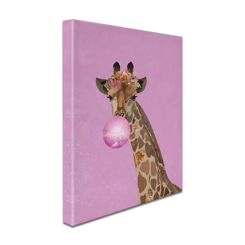 Pink Bubblegum Giraffe Canvas Print Pink Bubblegum Giraffe Canvas Print wall art product Sarah Manovski