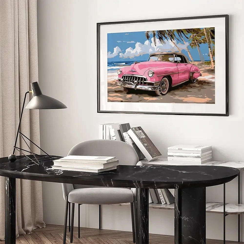 Pink Cadillac Framed Art Print Pink Cadillac Framed Art Print wall art product Art Print Shop