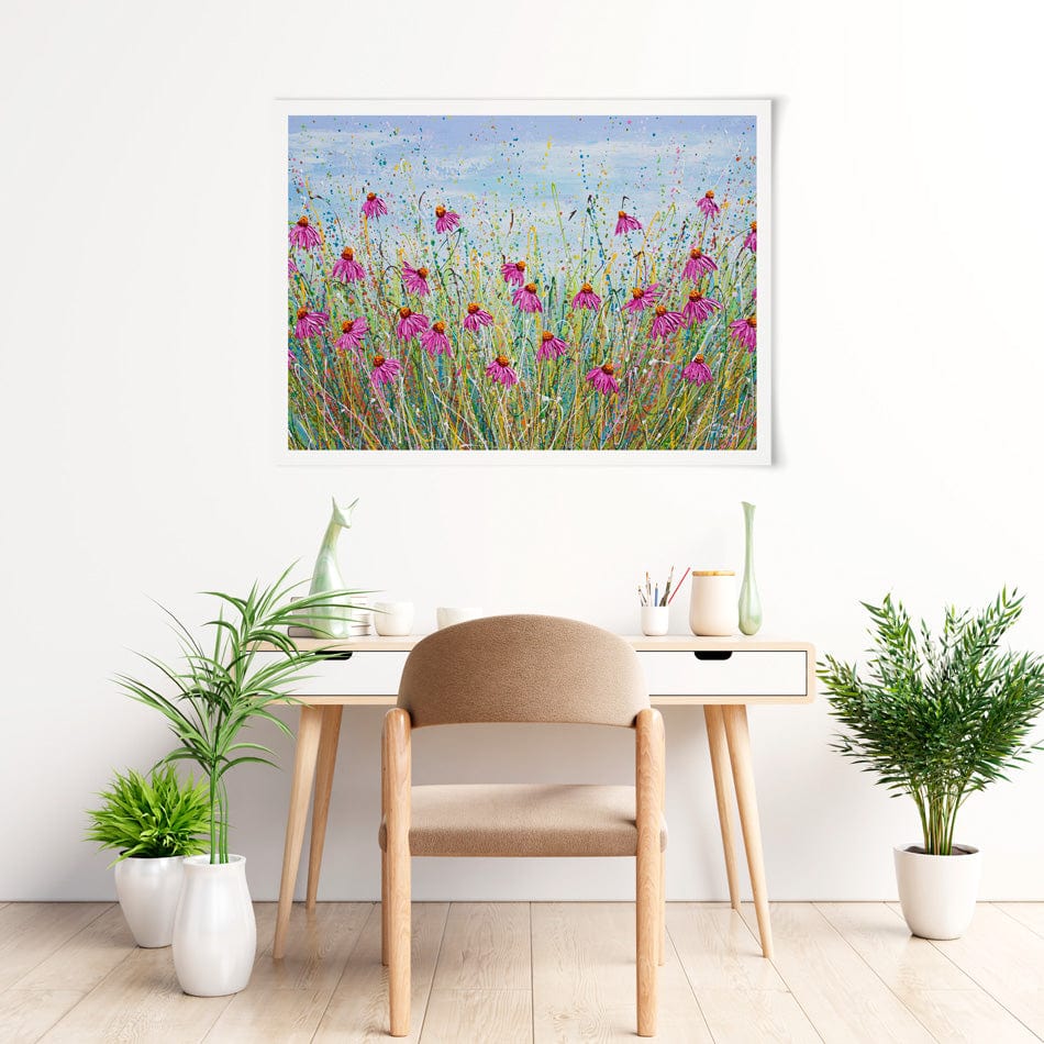 Pink Coneflowers Art Print wall art product Olga Tkachyk