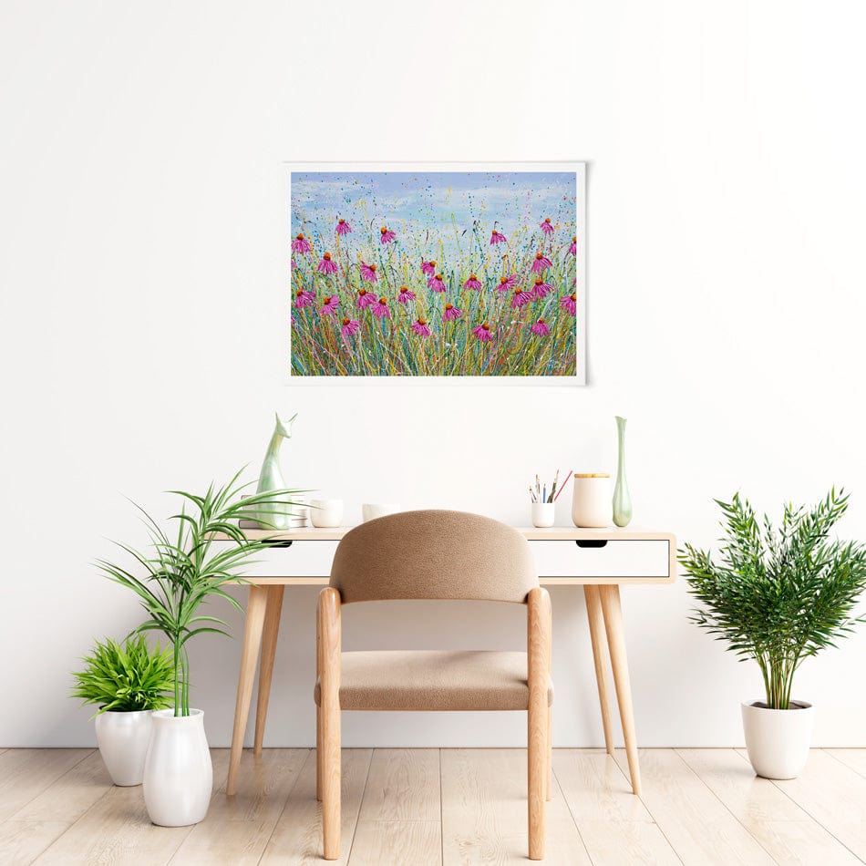 Pink Coneflowers Art Print wall art product Olga Tkachyk