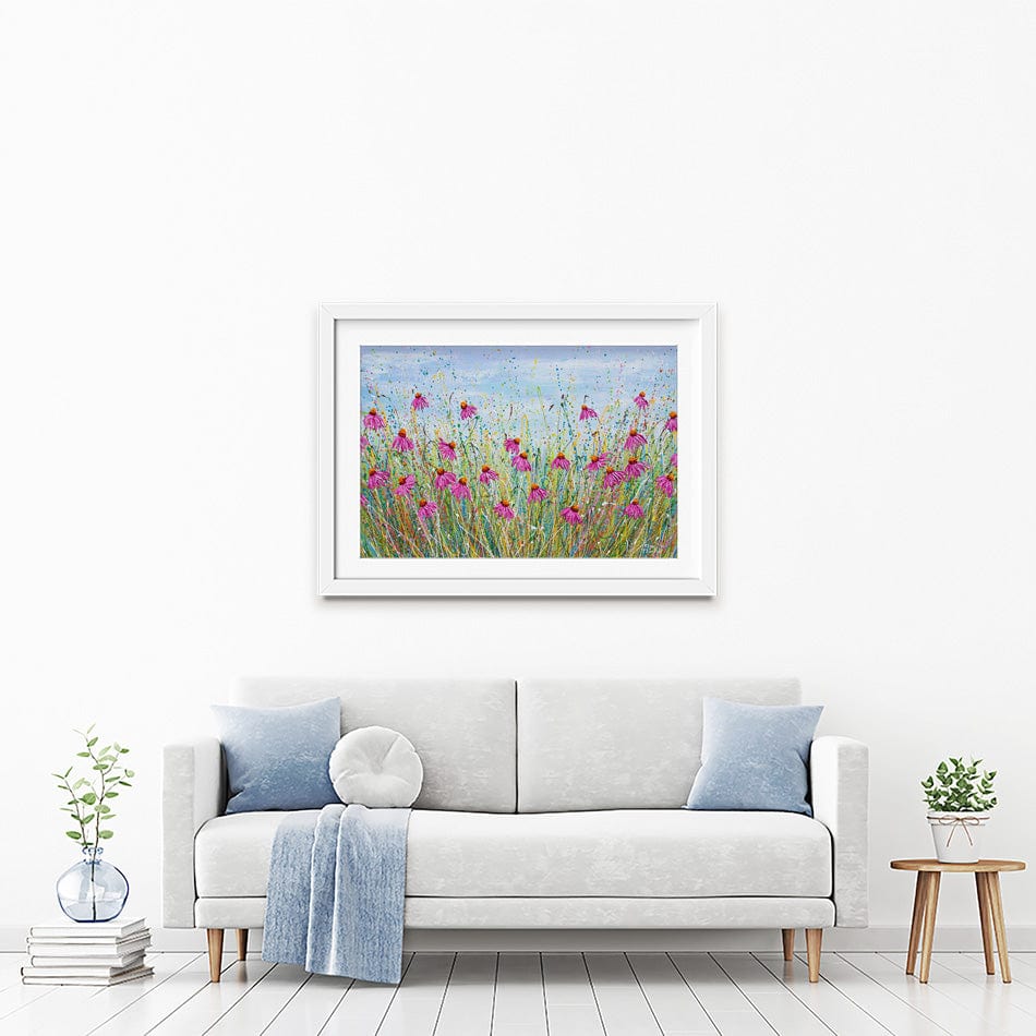 Pink Coneflowers Framed Art Print wall art product Olga Tkachyk