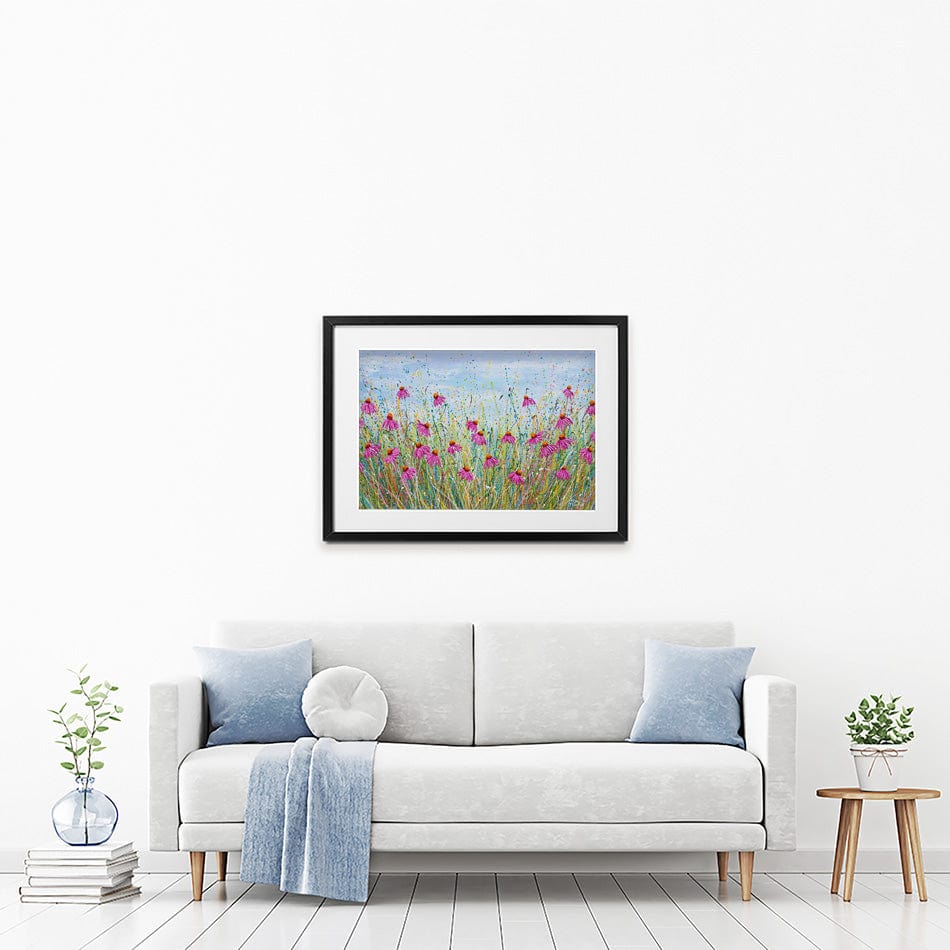 Pink Coneflowers Framed Art Print wall art product Olga Tkachyk