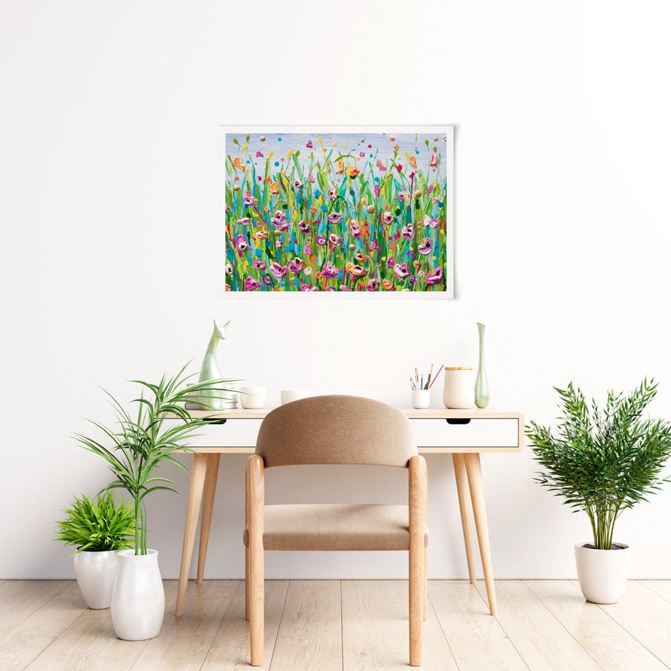 Pink Dotted Flowers Art Print wall art product Olga Tkachyk