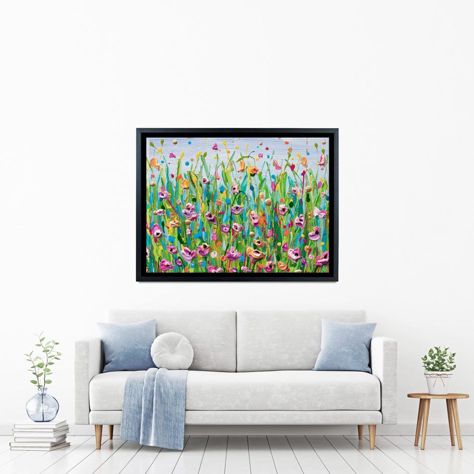 Pink Dotted Flowers Canvas Print wall art product Olga Tkachyk