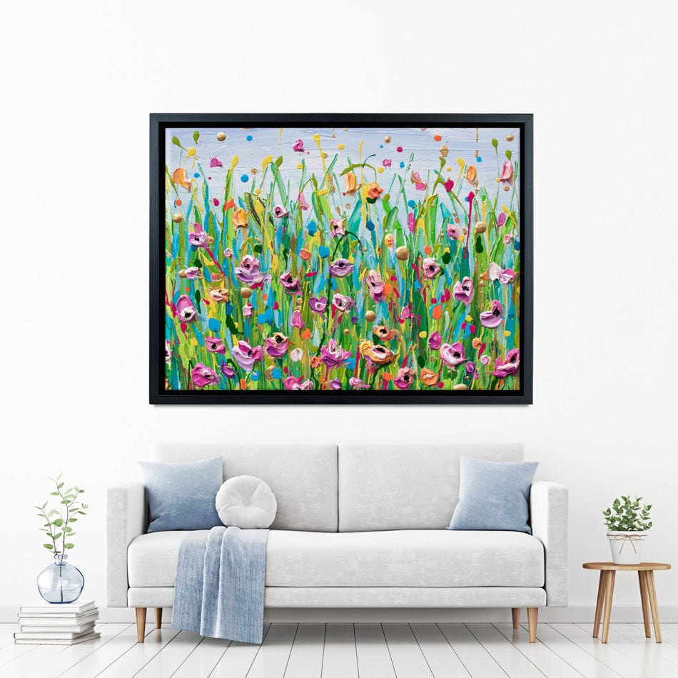 Pink Dotted Flowers Canvas Print wall art product Olga Tkachyk